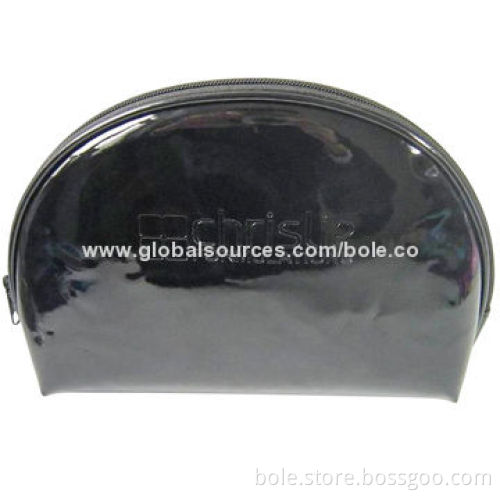 Half Moon-shaped Cosmetic Bag, Made of Vinyl, Suitable for Promotional Purposes